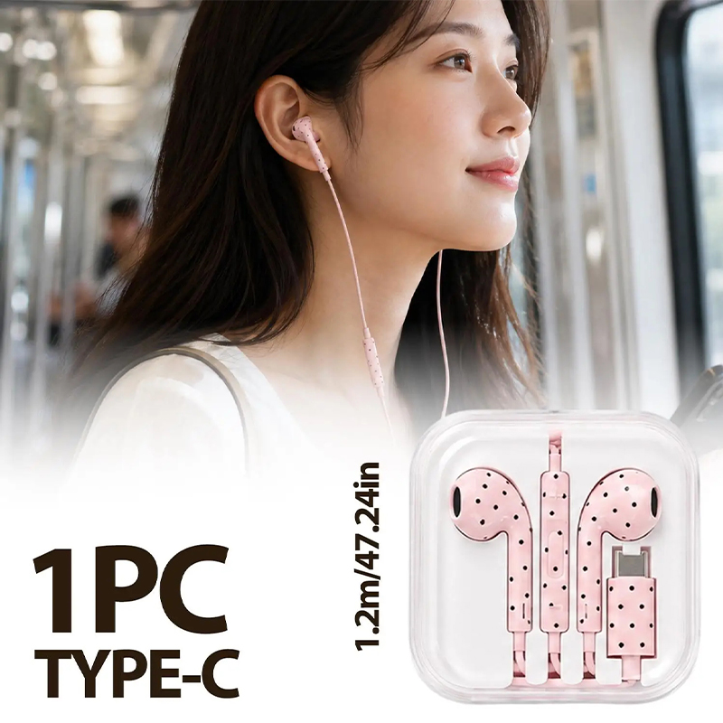 Cute Polka-dot Star Type C Ear - огляд і ціна Wired Earphone Mic