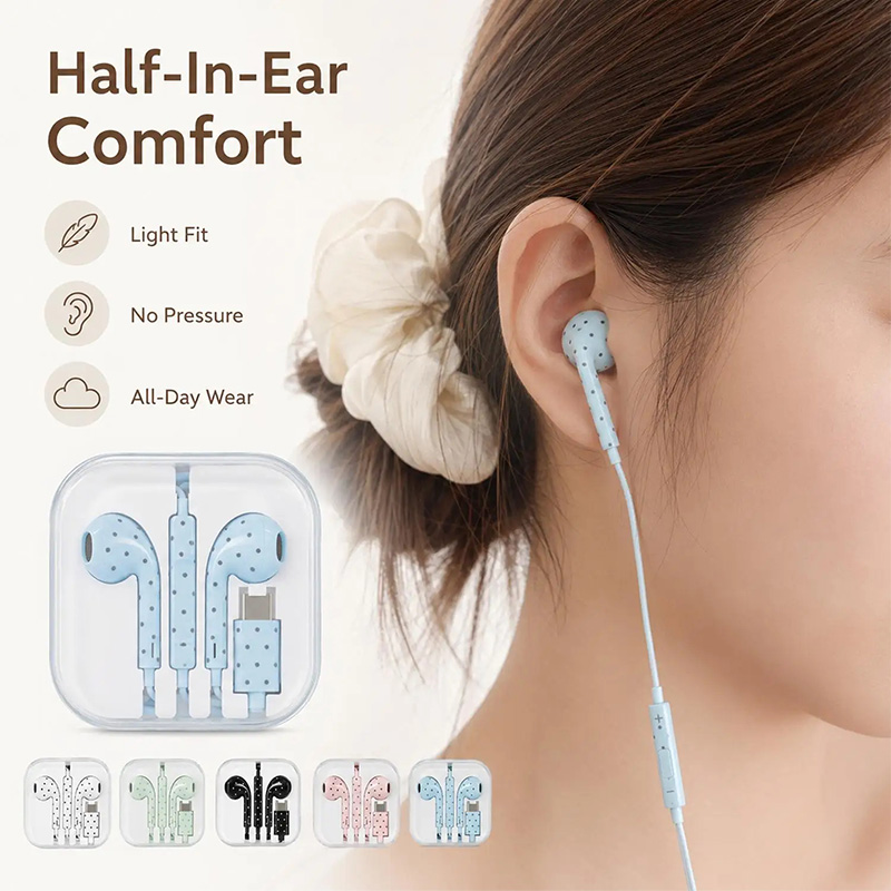 Cute Polka-dot Star Type C Ear - огляд і ціна Wired Earphone Mic