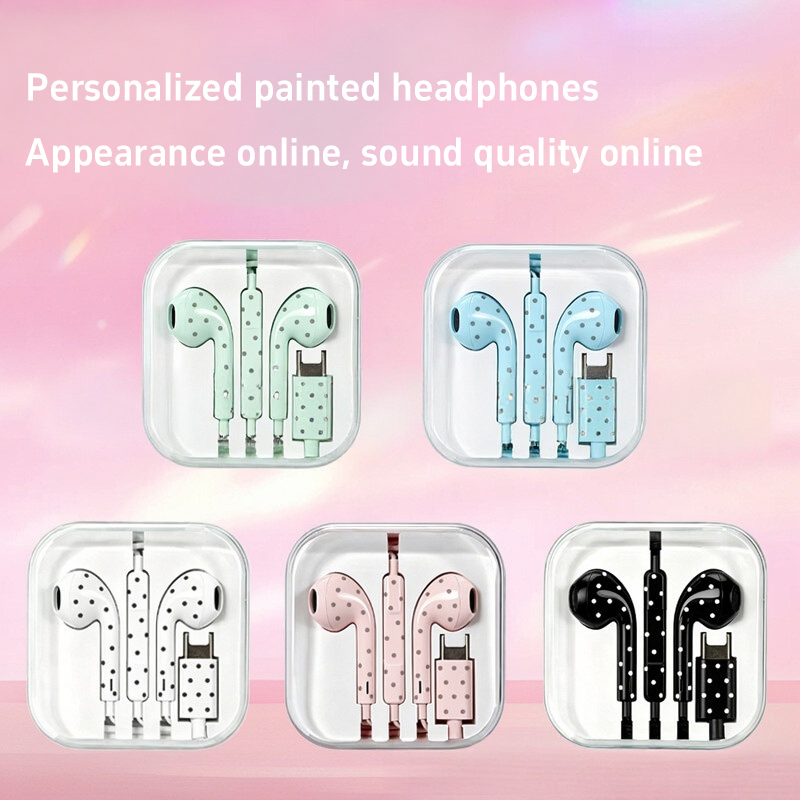Cute Polka-dot Star Type C Ear - огляд і ціна Wired Earphone Mic